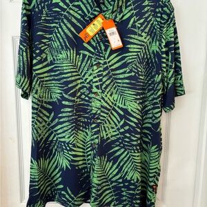 Margaritaville new Green and‎ Blue Casual Button Down Shirt size large